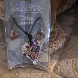 Venezia Studio Mosaic Heart Pendant and Earrings Set